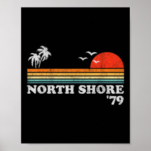 Vintage North Shore Hawaii Beach Retro Surfing 70s Poster