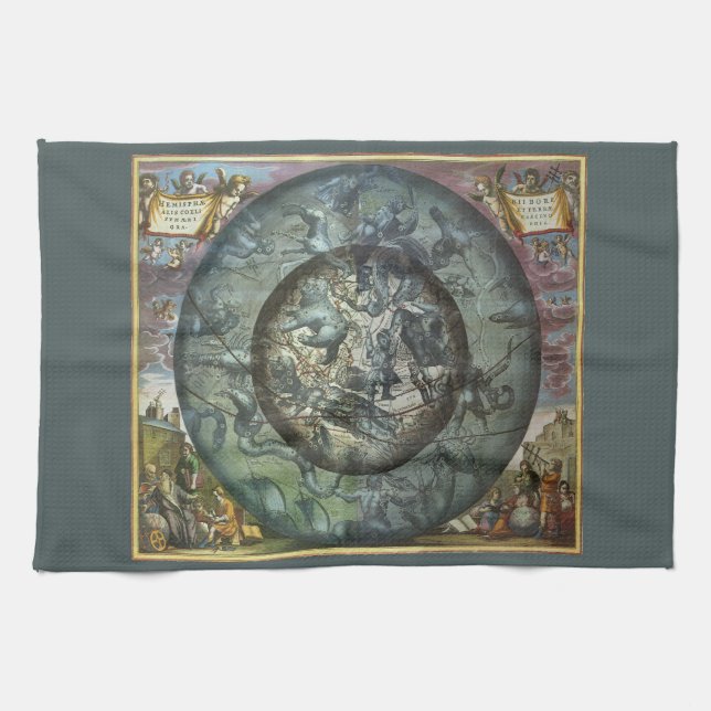 Vintage Northern Constellation Celestial Astronomy Tea Towel (Horizontal)