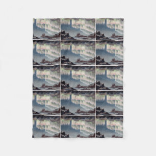 Vintage Northern Lights Trees Landscapes Skies Fleece Blanket