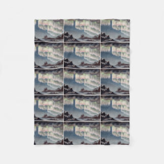 Vintage Northern Lights Trees Landscapes Skies Fleece Blanket