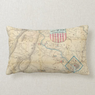 Vintage Northern Virginia Civil War Map (1862) Lumbar Cushion