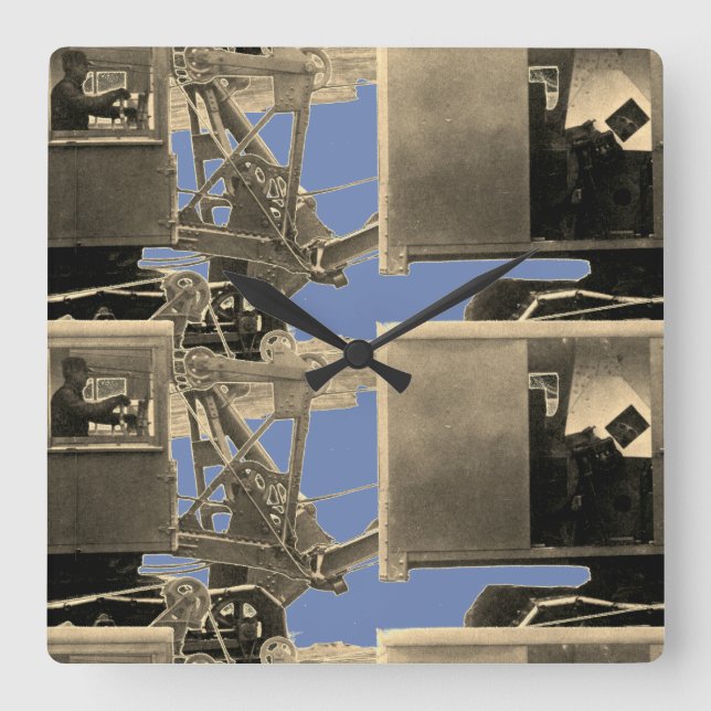 Vintage Northwest Crane Heavy Equipment Square Wall Clock (Front)