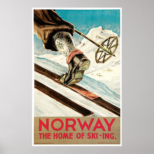 Vintage Norway Cross Country Ski Poster (Front)