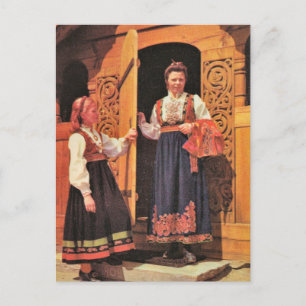 Vintage Norway, Ladies in traditional costume Postcard