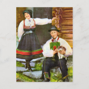 Vintage Norway, Norwegian traditional costume Postcard