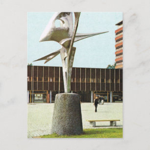 Vintage Norway, Oslo, Sculpture at New University Postcard