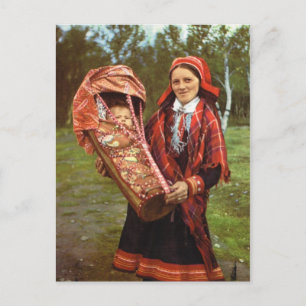 Vintage Norway, Sami mother and baby, Lapland Postcard