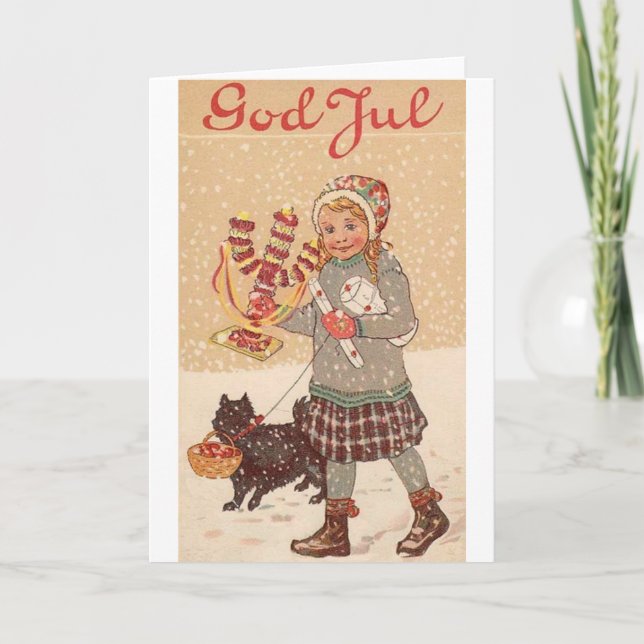 Vintage Norwegian / Danish God Jul Christmas Card (Front)