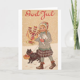 Vintage Norwegian / Danish God Jul Christmas Card