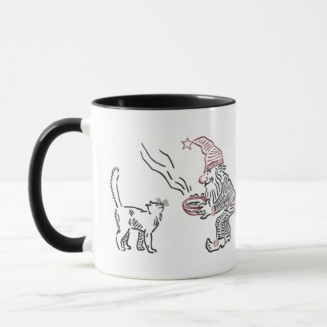 Vintage Norwegian Gnome Feeding Cat - Mug (Left)