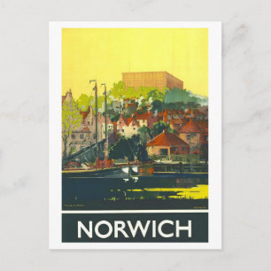 Vintage Norwich Travel Poster Postcard