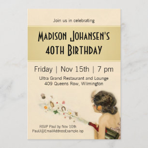 Vintage Nouveau Birthday Party Invitation