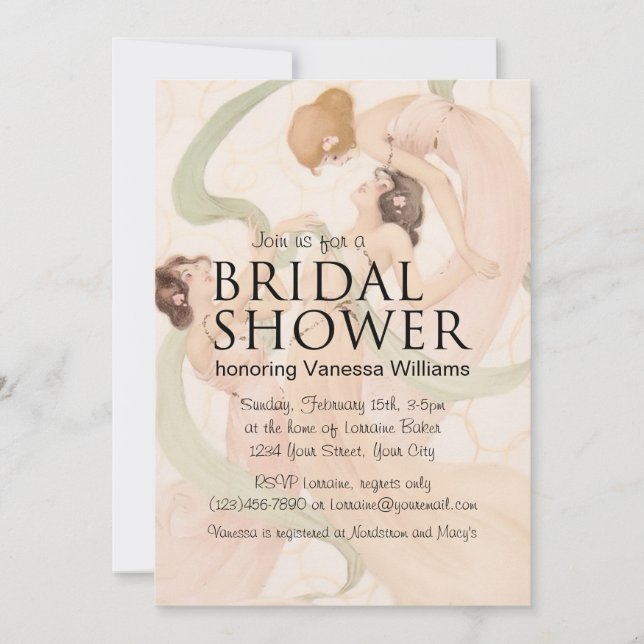 Vintage Nouveau Mayflies Bridal Shower Invitation (Front)