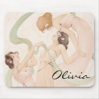 Vintage Nouveau Mayflies with Monogram Mouse Pad