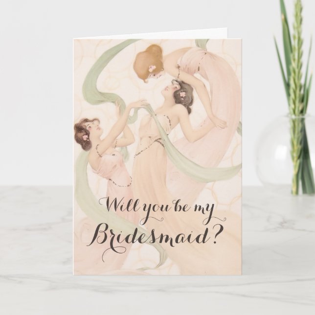 Vintage Nouveau Will You Be My Bridesmaid Invitation (Front)