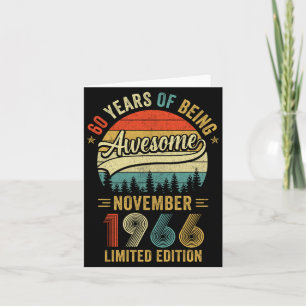 Vintage November 1966 60 Years Illustration Card