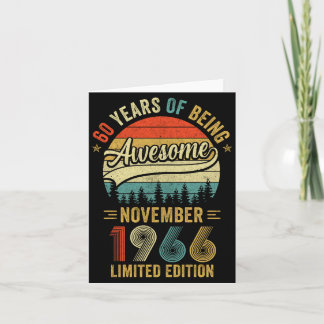 Vintage November 1966 60 Years Illustration Card