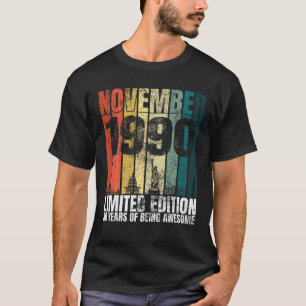 Vintage November 1990 Bday Gifts 30 Years Old 30Th T-Shirt