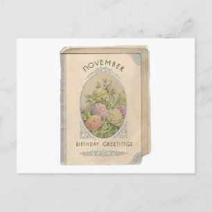 Vintage November Birthday Postcard
