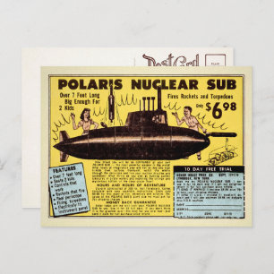 Vintage Nuclear Sub Postcard 