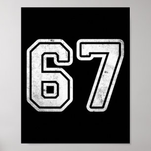 Vintage Number #67 White Sports Team Varsity Numbe Poster
