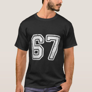 Vintage Number #67 White Sports Team Varsity Numbe T-Shirt