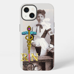 VINTAGE NURSE and Gold Caduceus NR Emblem Case-Mat iPhone 13 Case