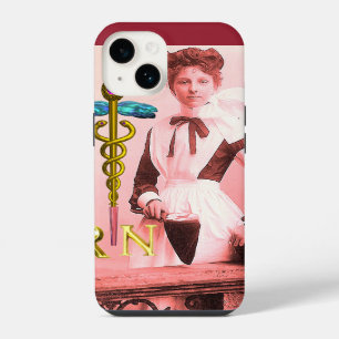 VINTAGE NURSE and Gold Caduceus NR Emblem iPhone 14 Case