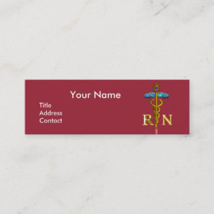 VINTAGE NURSE and Gold Caduceus NR Emblem Mini Business Card