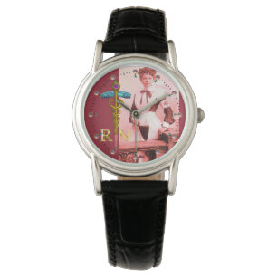 VINTAGE NURSE and Gold Caduceus NR Emblem Watch