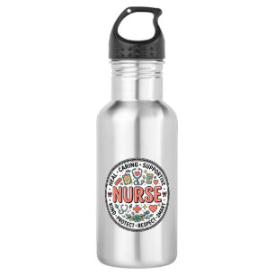 Vintage Nurse Appreciation Floral Medical Shirt De 532 Ml Water Bottle