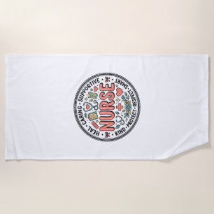 Vintage Nurse Appreciation Floral Medical Shirt De Beach Towel