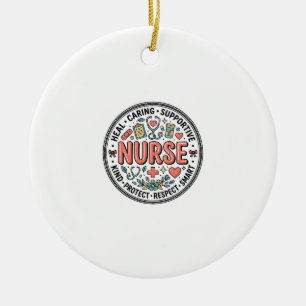 Vintage Nurse Appreciation Floral Medical Shirt De Ceramic Ornament