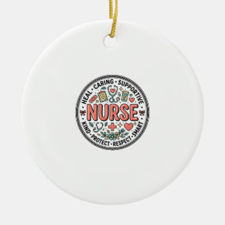 Vintage Nurse Appreciation Floral Medical Shirt De Ceramic Ornament