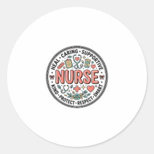Vintage Nurse Appreciation Floral Medical Shirt De Classic Round Sticker