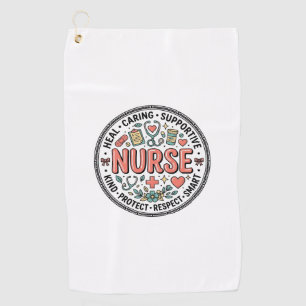 Vintage Nurse Appreciation Floral Medical Shirt De Golf Towel