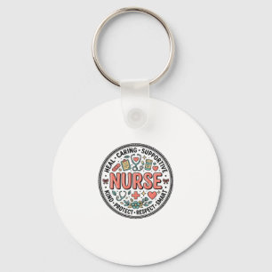 Vintage Nurse Appreciation Floral Medical Shirt De Key Ring