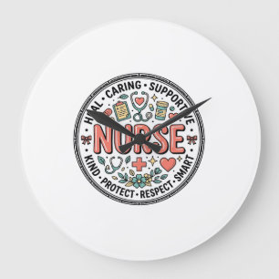 Vintage Nurse Appreciation Floral Medical Shirt De Large Clock