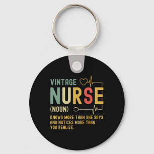 Vintage Nurse Definition Funny Registered Nursing Key Ring