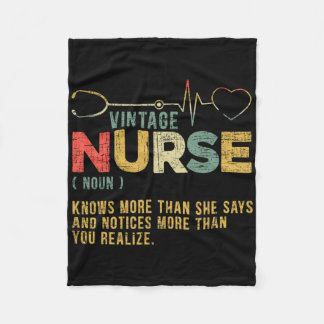Vintage Nurse Definition Hospital Medical Register Fleece Blanket