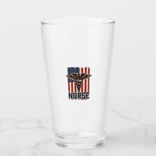 Vintage Nurse Flag Caduceus Back Design_1 Glass