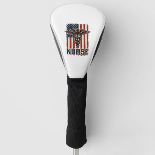 Vintage Nurse Flag Caduceus Back Design_1 Golf Head Cover