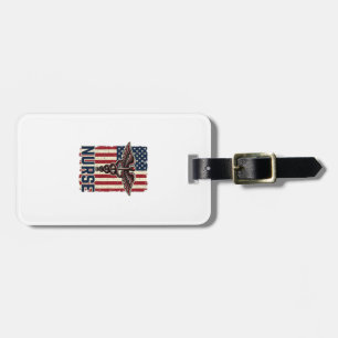 Vintage Nurse Flag Caduceus Back Design_1 Luggage Tag