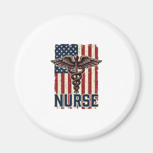 Vintage Nurse Flag Caduceus Back Design_1 Magnet