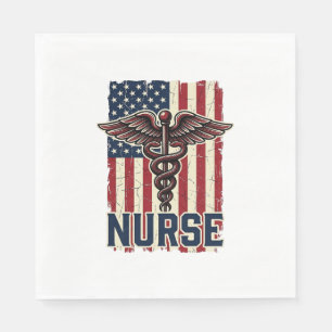 Vintage Nurse Flag Caduceus Back Design_1 Napkin