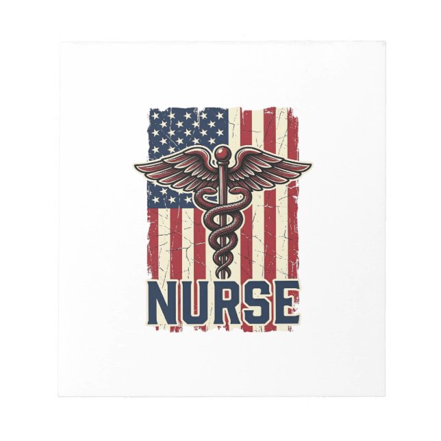 Vintage Nurse Flag Caduceus Back Design_1 Notepad (Front)
