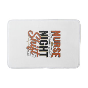 Vintage Nurse Night Shift Shirt Design_1 Bath Mat