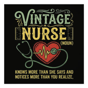 Vintage Nurse Noun Knows More Than She Says Poster