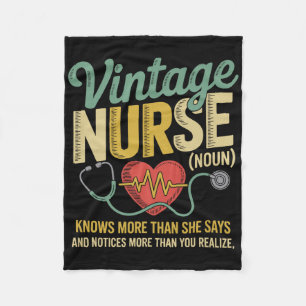 Vintage Nurse Noun Knows More Than She Says Quote Fleece Blanket