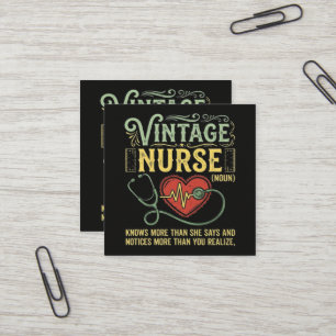 Vintage Nurse Noun Knows More Than She Says Square Business Card
